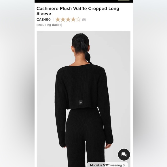 Black Alo cashmere plush top size small - Picture 3 of 5
